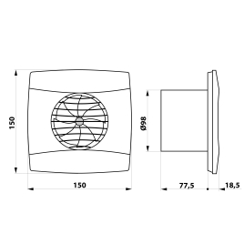 UC-10 T Axial Timer Extractor Fan, 8W, 100mm pipe, noir