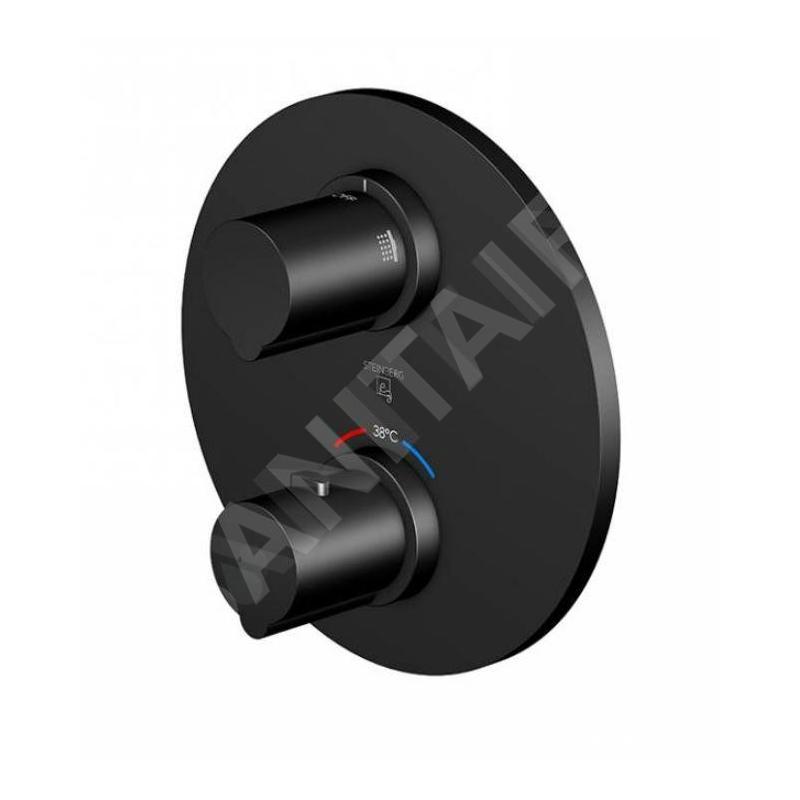 Steinberg 100 - Mitigeur thermostatique encastré pour 2 appareils, noir mat 100 4133 3 S