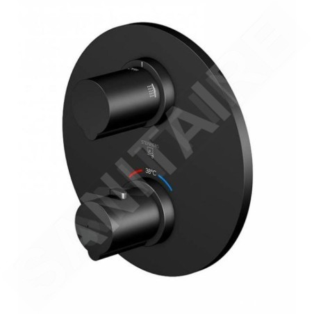 Steinberg 100 - Mitigeur thermostatique encastré pour 2 appareils, noir mat 100 4133 3 S