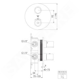 Steinberg 100 - Mitigeur thermostatique encastré pour 2 appareils, noir mat 100 4133 3 S
