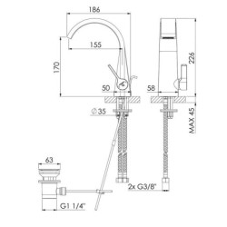 Steinberg 280 - Mitigeur de lavabo avec vidage, noir mat 280 1000 S