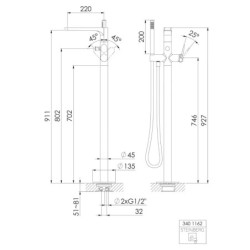 Steinberg 340 - Mitigeur de baignoire pour montage au sol, chrome 340 1162