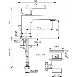 Ideal Standard Cerafine D - Mitigeur de lavabo avec bonde, chrome BC684AA