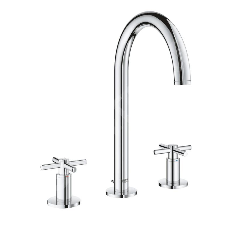 Grohe Atrio - Mitigeur de lavabo avec vidage et tuyau d’écoulement orientable, taille M, installation à 3 trous, chrome 20008003