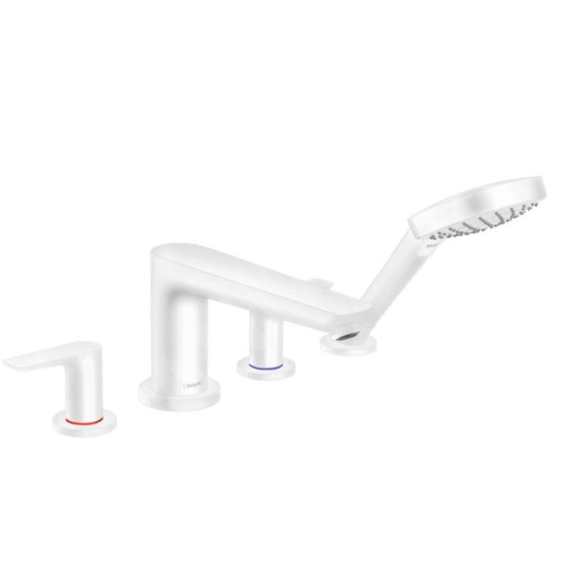 Hansgrohe Talis E - Mélangeur de baignoire sur gorge, 4 trous, blanc mat 71748700