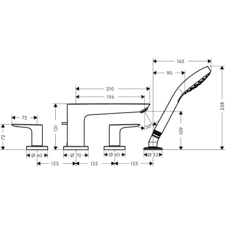 Hansgrohe Talis E - Mélangeur de baignoire sur gorge, 4 trous, blanc mat 71748700