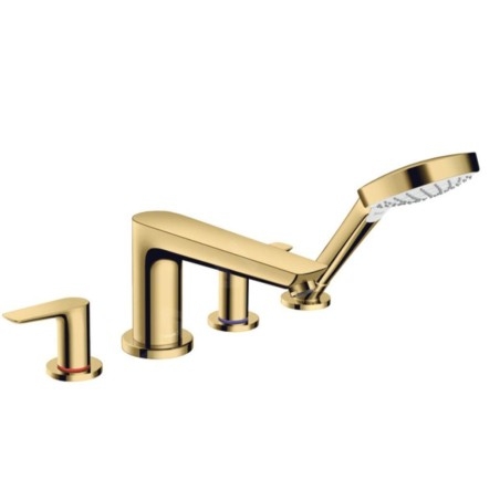 Hansgrohe Talis E - Mélangeur de baignoire sur gorge, 4 trous, aspect doré poli 71748990