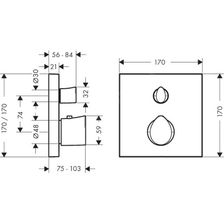 Axor Starck Organic - Mitigeur thermostatique encastré avec vanne d’arrêt et inverseur, chrome 12716000