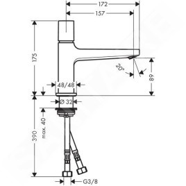 Hansgrohe Metropol - Mitigeur de lavabo Select 100 avec garniture de vidage Push-Open, chrome 32570000