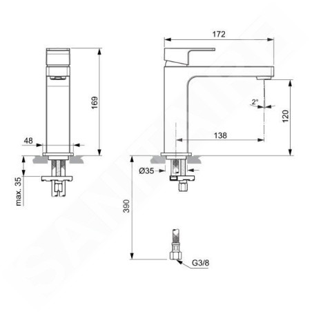 Ideal Standard Edge - Mitigeur de lavabo Grande Slim, chrome A7108AA