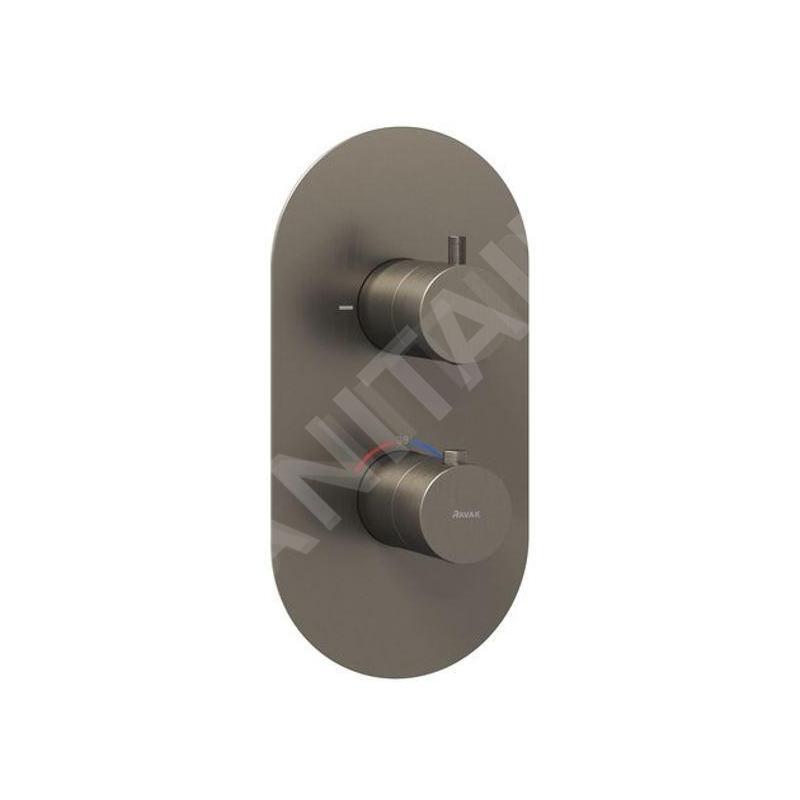 Ravak Espirit - Mitigeur thermostatique encastré pour 2 appareils, graphite brossé X070323