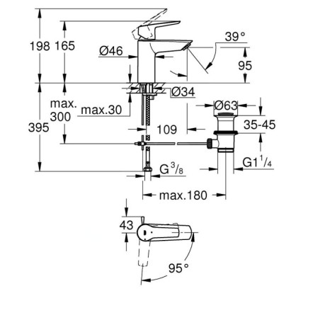 Grohe QuickFix Start - Mitigeur de lavabo avec bonde, démarrage à froid, noir mat 311372432