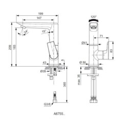 Ideal Standard Tesi - Mitigeur de lavabo avec bec pivotant, chrome A6755AA