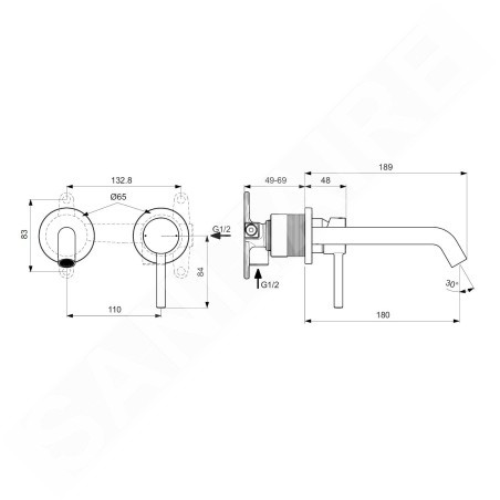 Ideal Standard CeraLine - Mitigeur de lavabo encastré, 2 trous, chrome A6938AA