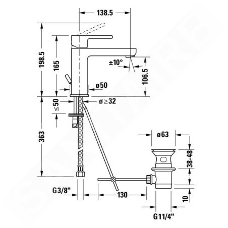 Duravit B.2 - Mitigeur de lavabo avec vidage, chrome B21020001010