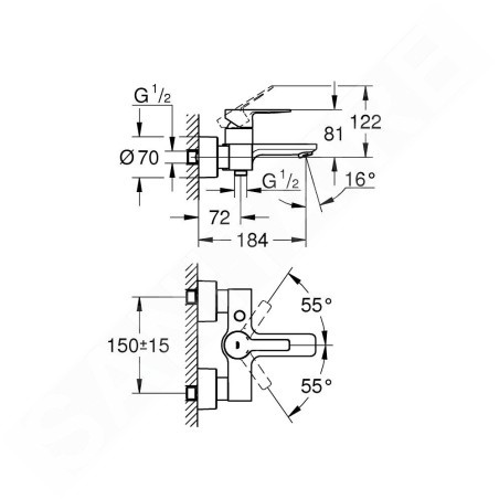 Grohe Lineare - Mitigeur de baignoire, Hard Graphite brossé 33849AL1