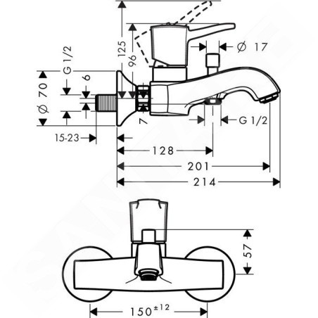 Hansgrohe Metropol Classic - Mitigeur de baignoire, chrome 31340000