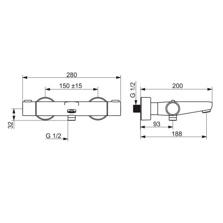 Hansa Prisma - Mitigeur thermostatique de baignoire, chrome 58102101