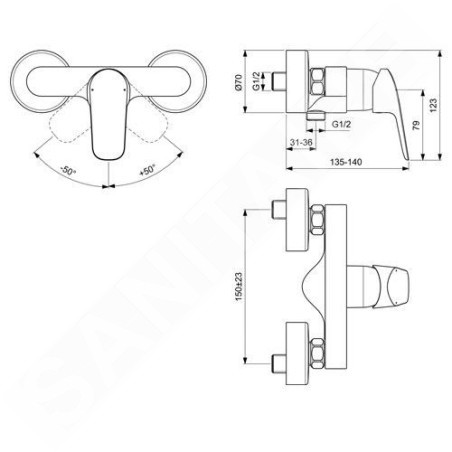 Ideal Standard CeraFlex - Mitigeur de douche, chrome B1720AA