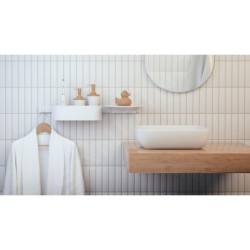 Hansgrohe WallStoris - Set de pommeau de douche 105, 3 jets, thermostat et accessoires de salle de bain, blanc mate 24250700