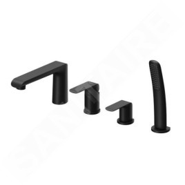 Ravak Flat - Mitigeur pour montage sur bord de baignoire, installation 4 trous, noir mat X070176