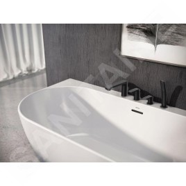 Ravak Flat - Mitigeur pour montage sur bord de baignoire, installation 4 trous, noir mat X070176