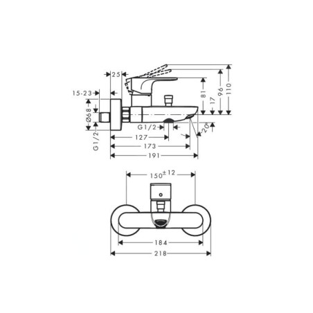 Hansgrohe Rebris S - Mitigeur de baignoire, 2 sorties, chrome 72443000
