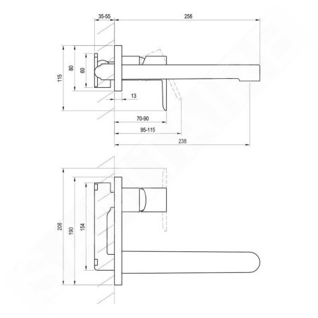 Ravak Puri - Mitigeur de lavabo encastrée avec corps d’encastrement, noir mat X070184