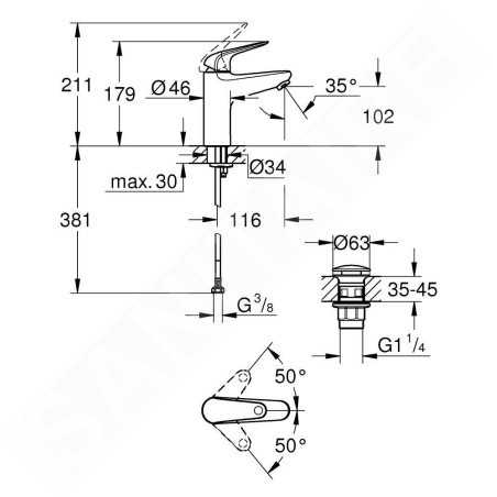 Grohe Swift - Mitigeur de lavabo avec bonde Push-Open, chrome 24326001