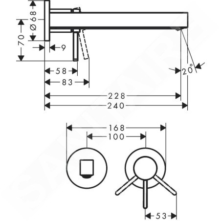 Hansgrohe Finoris - Mitigeur de lavabo encastré, installation 2 trous, EcoSmart, blanc mat 76050700