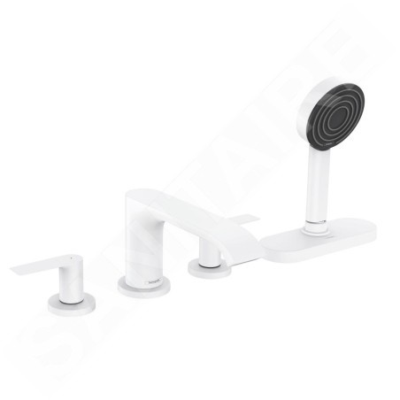 Hansgrohe Vivenis - Mitigeur sur le bord de baignoire, installation 4 trous, Sbox, blanc mat 75444700