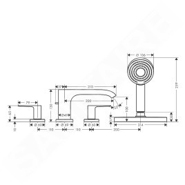 Hansgrohe Vivenis - Mitigeur sur le bord de baignoire, installation 4 trous, Sbox, blanc mat 75444700