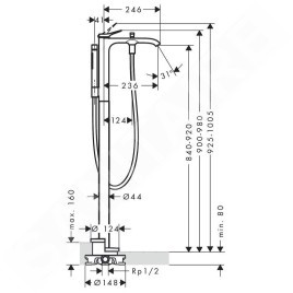 Hansgrohe Vivenis - Mitigeur de baignoire au sol, avec accessoires, noir mat 75445670