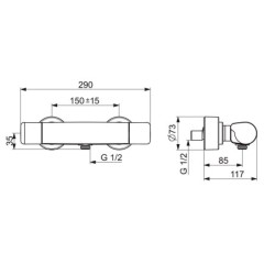 Hansa Care - Mitigeur thermostatique de douche, Thermo Cool, chrome 08707100