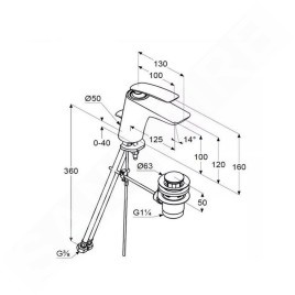 Kludi Balance - Mitigeur de lavabo avec vidage, noir mat 520238775