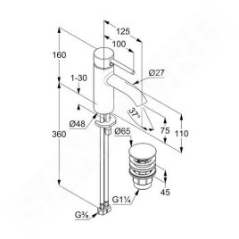 Kludi Bozz - Mitigeur de lavabo avec garniture de vidage Push-Open, chrome 382660576