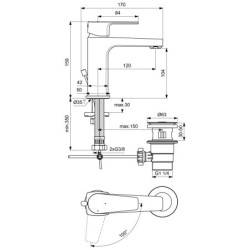 Ideal Standard Cerafine D - Mitigeur de lavabo avec bonde, BlueStart, chrome BC689AA
