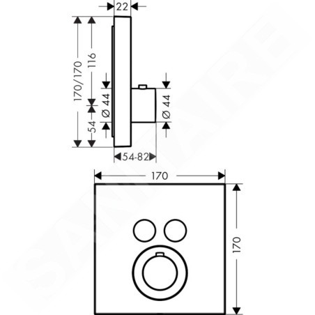 Axor ShowerSelect - Module thermostatique encastré pour 2 sorties, chrome 36715000