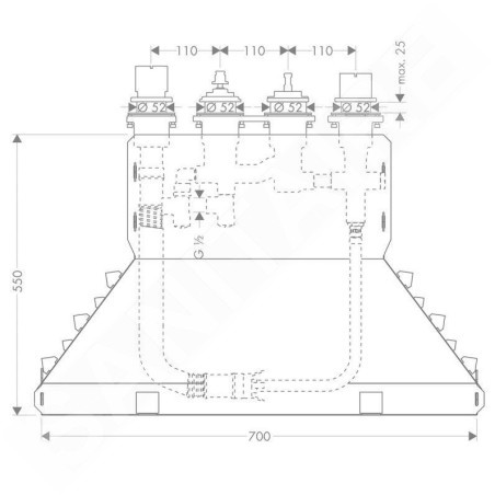Axor Systèmes de bords de baignoire - Corps d’encastrement pour mélangeur thermostatique quatre trous à monter sur bord de