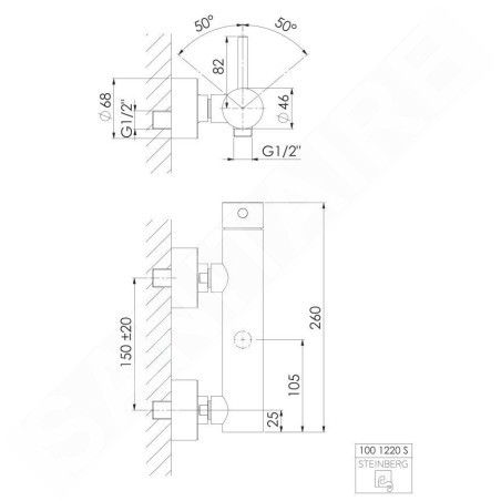 Steinberg 100 - Mitigeur de douche, noir mat 100 1220 S
