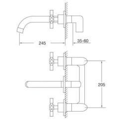 Steinberg 250 - Mitigeur de lavabo encastré, installation 3 trous, avec corps, noir mat 250 1916 S