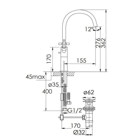 Steinberg 250 - Mitigeur de lavabo avec vidage, noir mat 250 1550 S