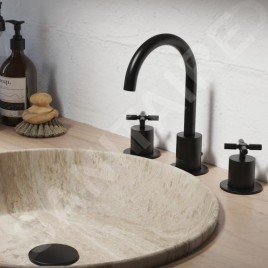 Steinberg 250 - Mitigeur de lavabo avec vidage, installation 3 trous, noir mat 250 2000 S