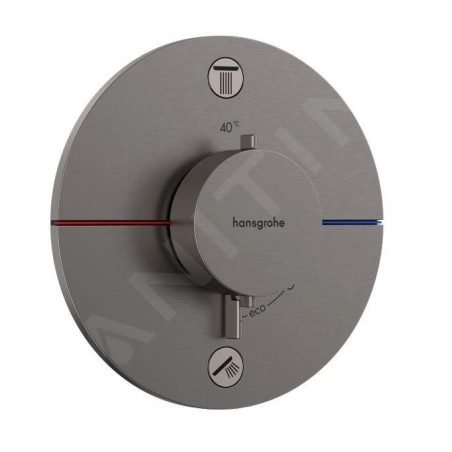 Hansgrohe ShowerSelect Comfort - Mitigeur thermostatique encastré, 2 sorties, chrome noir brossé 15554340