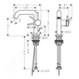 Hansgrohe Tecturis S - Mitigeur d'évier avec vidage, CoolStart, EcoSmart, bronze brossé 73323140