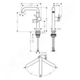 Hansgrohe Tecturis S - Mitigeur de lavabo avec vidage Push-Open, CoolStart, EcoSmart, blanc mat 73360700