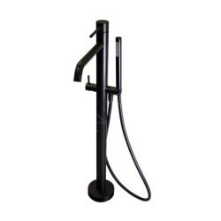 Paffoni Light - Robinetterie de baignoire à monter au sol avec accessoires, noir mat LIG032NO