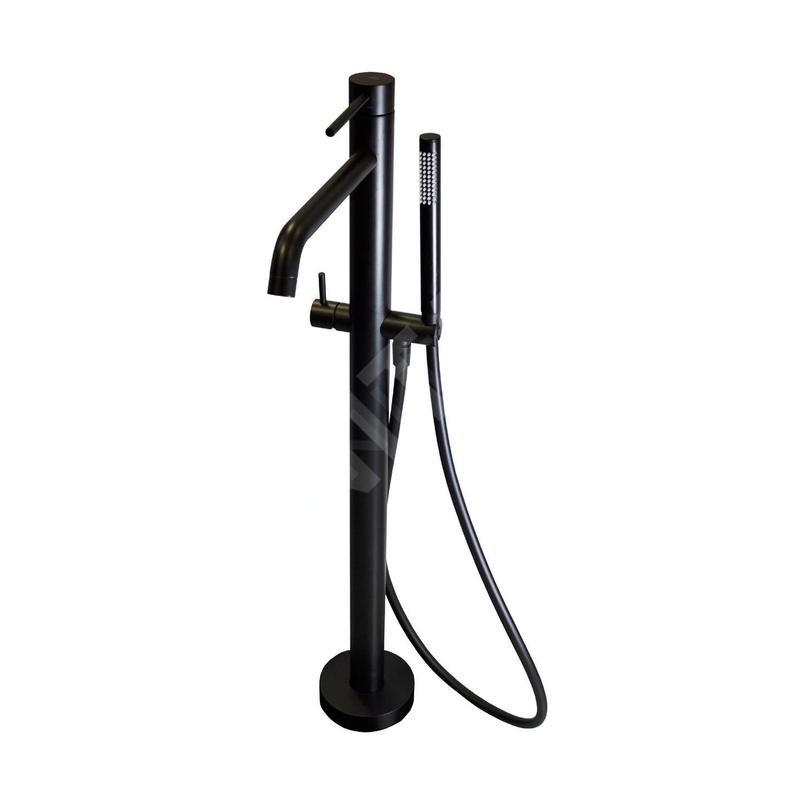 Paffoni Light - Robinetterie de baignoire à monter au sol avec accessoires, noir mat LIG032NO
