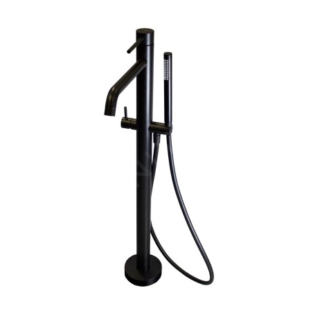 Paffoni Light - Robinetterie de baignoire à monter au sol avec accessoires, noir mat LIG032NO
