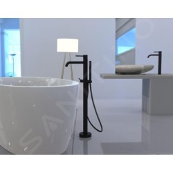 Paffoni Light - Robinetterie de baignoire à monter au sol avec accessoires, noir mat LIG032NO